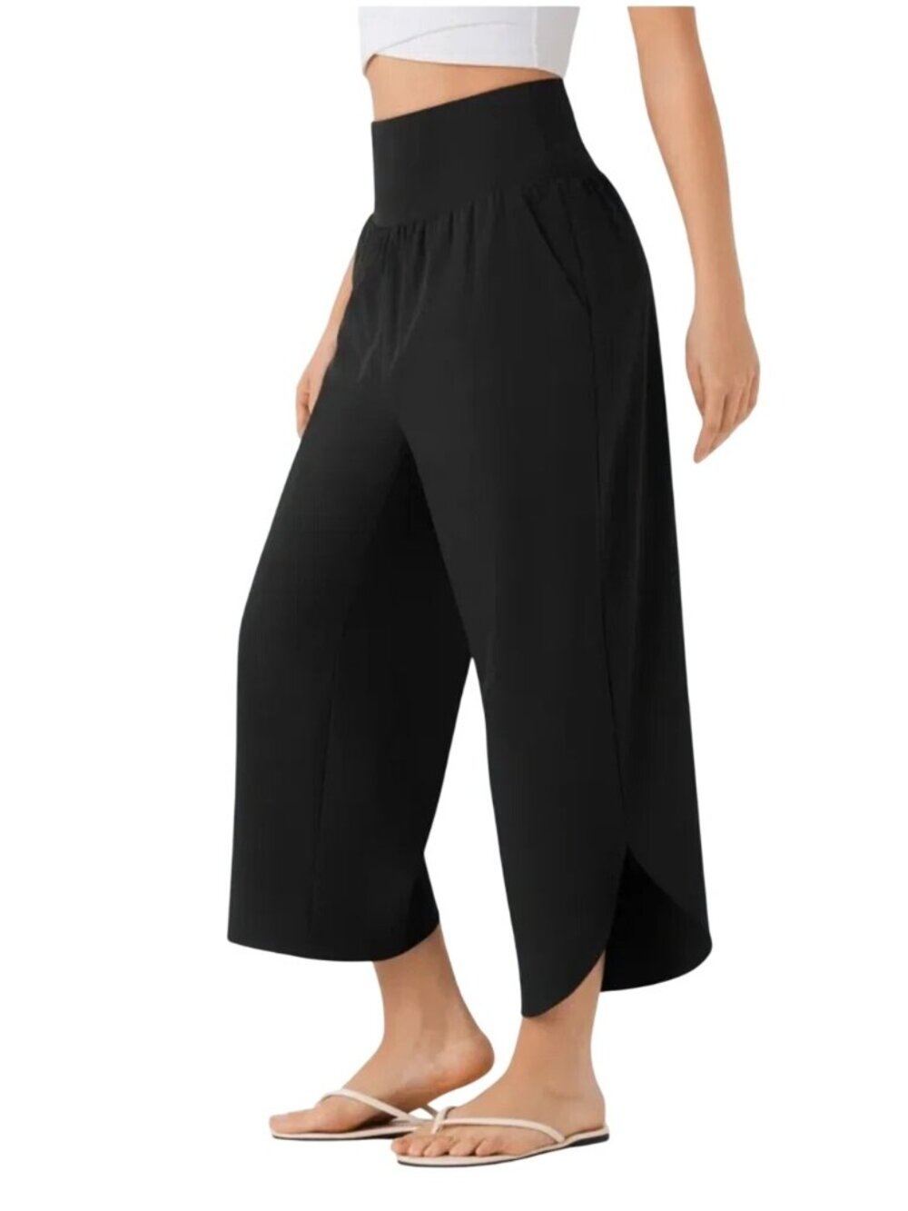 Halara Breezeful™ High Waisted Tummy Control Split Hem Quick Dry Cropped Pants S